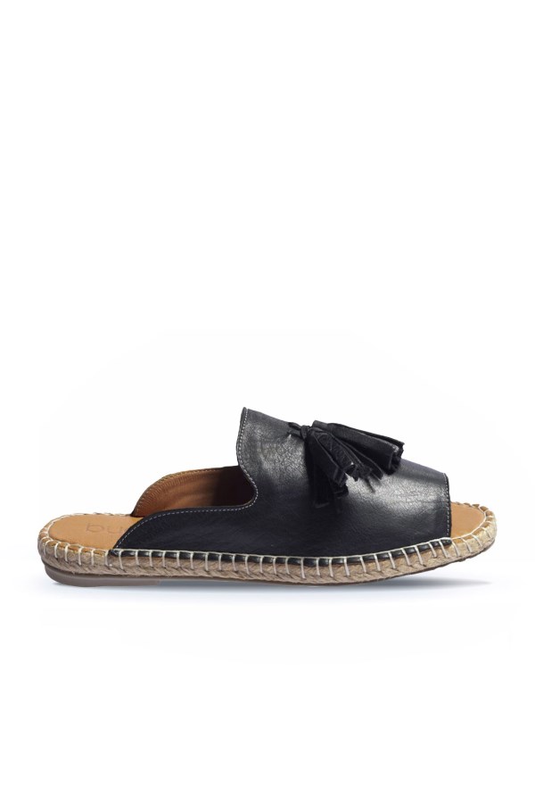 BLACK ESPADRILLE SLIPPERS WOMEN