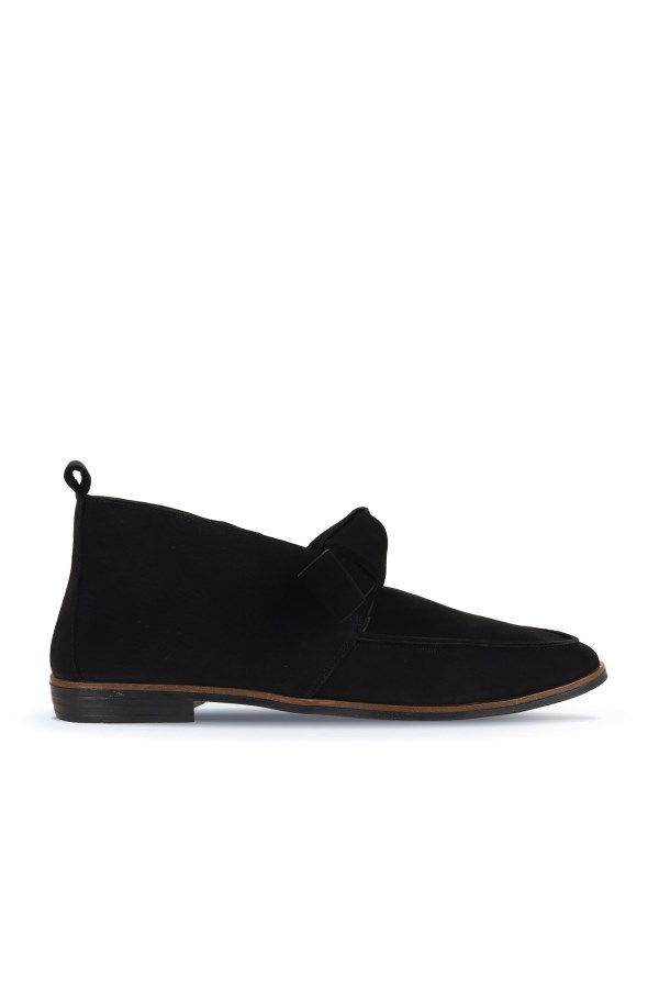 BLACK NUBUCK FLATS BOOTS WOMEN