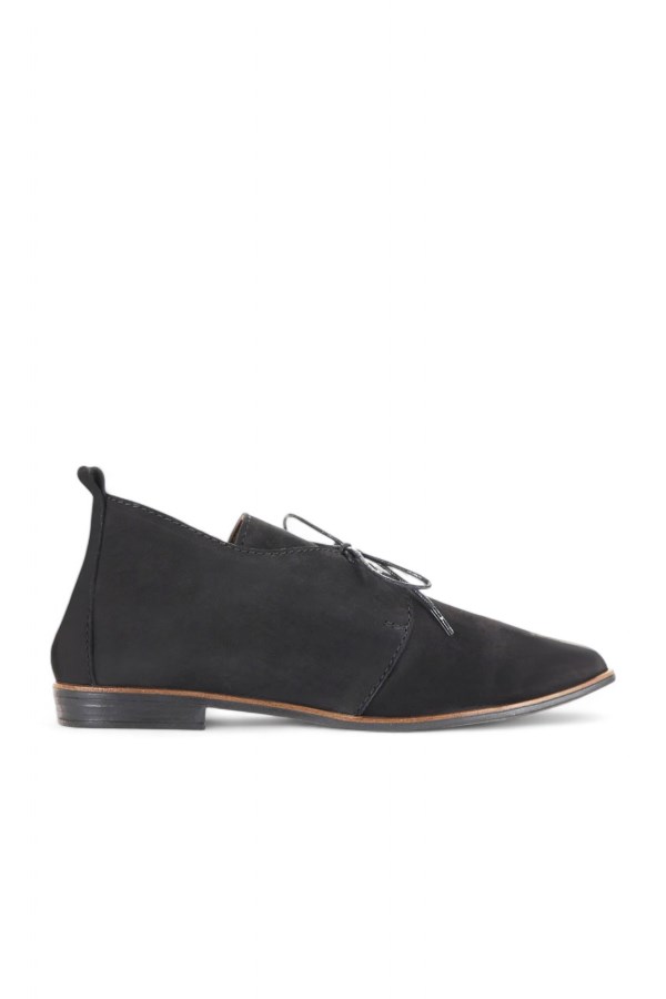 BLACK NUBUCK FLATS BOOTS WOMEN