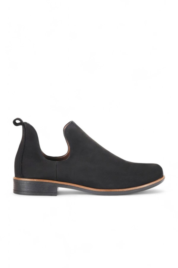 BLACK NUBUCK FLATS BOOTS WOMEN