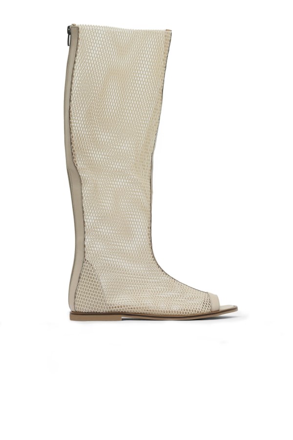 BEIGE FLATS BOOTS WOMEN