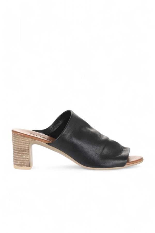 BLACK HIGH HEEL SLIPPERS WOMEN