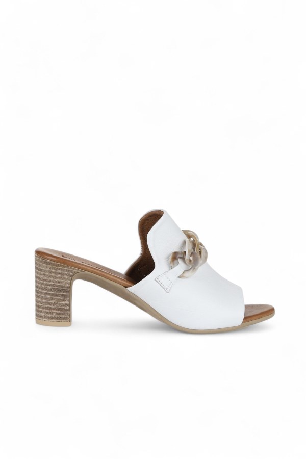 WHITE HIGH HEEL SLIPPERS WOMEN