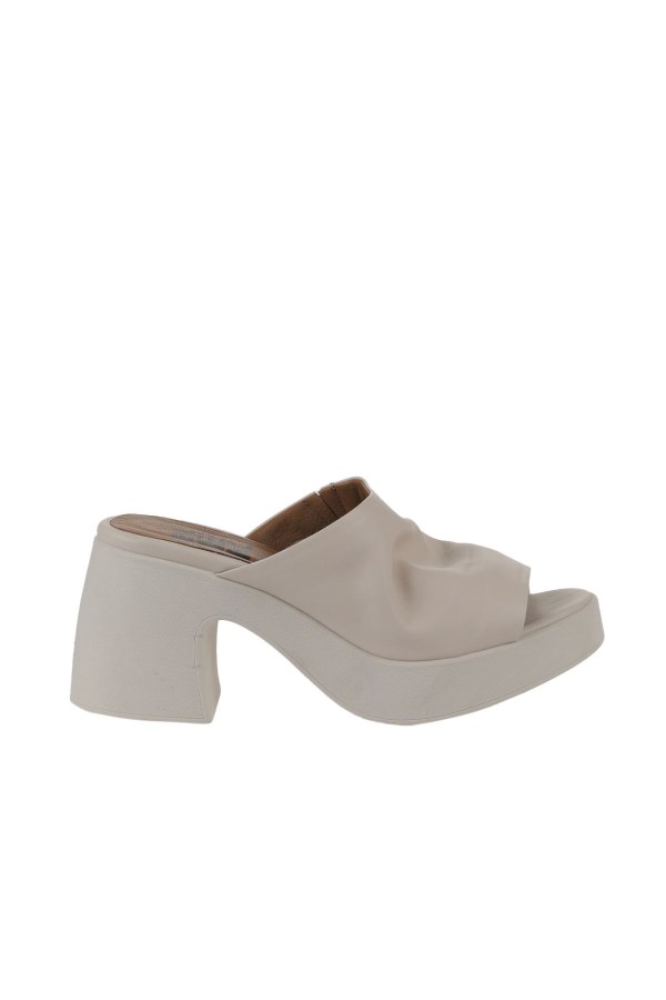 CREAM HIGH HEEL SLIPPERS WOMEN