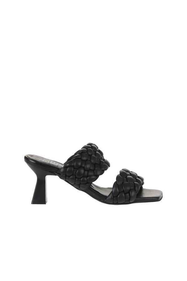 BLACK HIGH HEEL SLIPPERS WOMEN