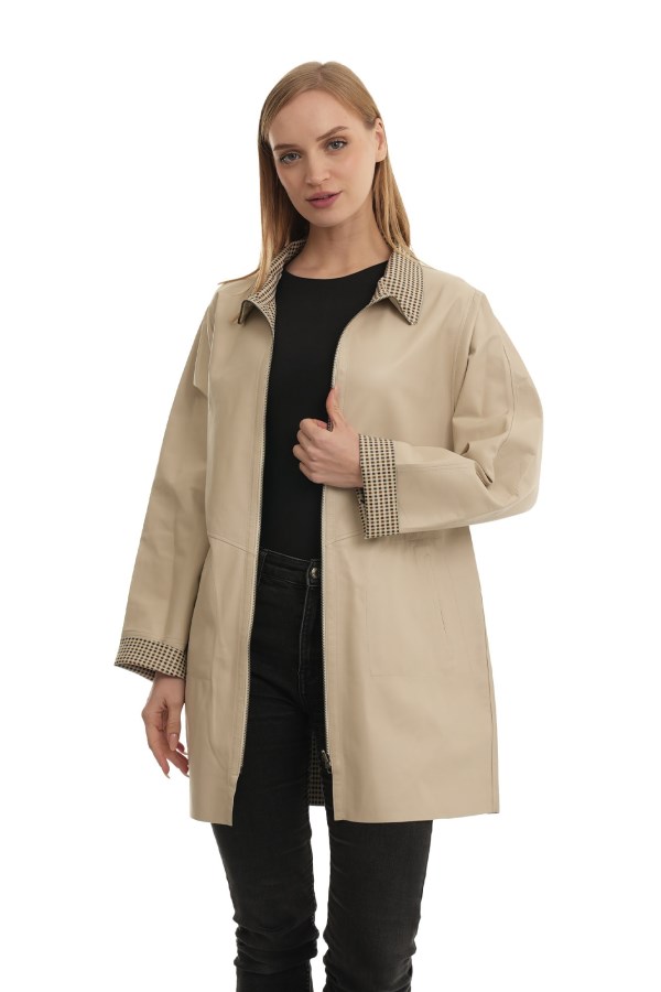 BEIGE PTK LEATHER JACKETS WOMEN