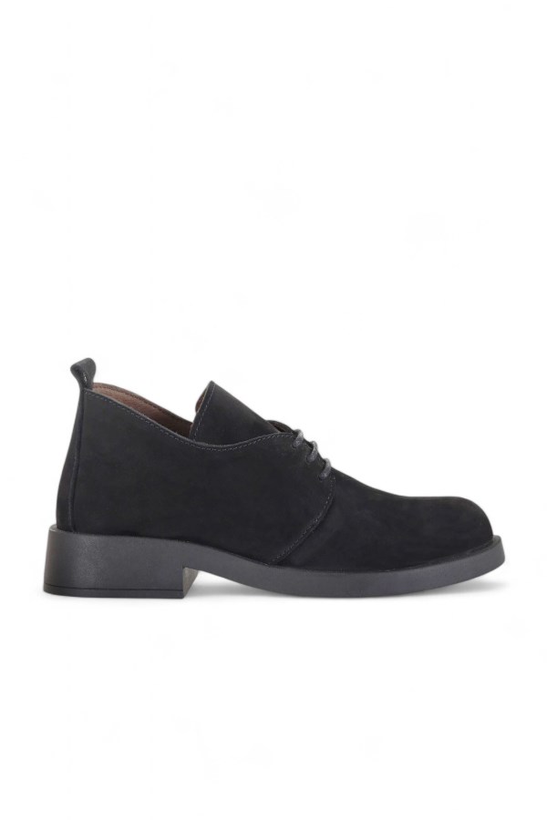 BLACK NUBUCK LOW HEEL WOMEN