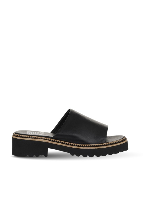 BLACK LOW HEEL SLIPPERS WOMEN