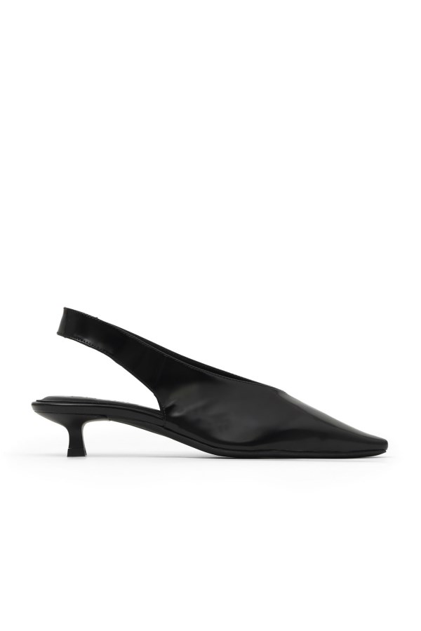 BLACK SHINY MID HEEL WOMEN
