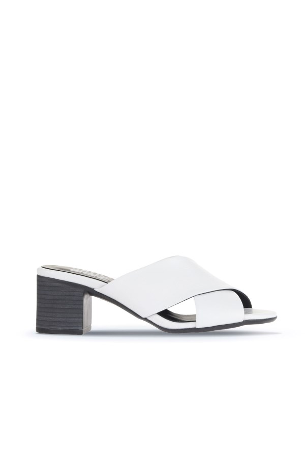 WHITE MID HEEL SANDALS WOMEN