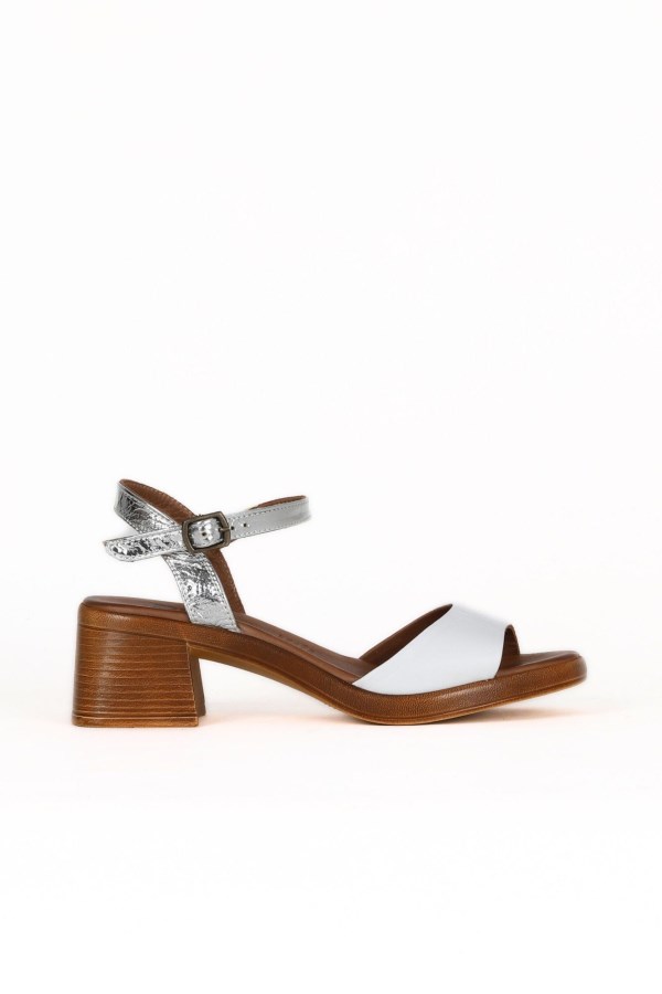WHITE MID HEEL SANDALS WOMEN
