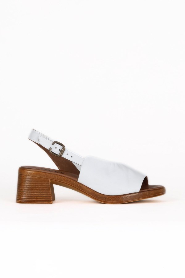 WHITE MID HEEL SANDALS WOMEN