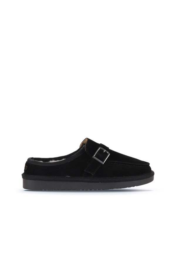 BLACK SUEDE SLIPPERS WOMEN