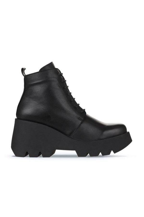 BLACK WEDGE HEEL BOOTS WOMEN