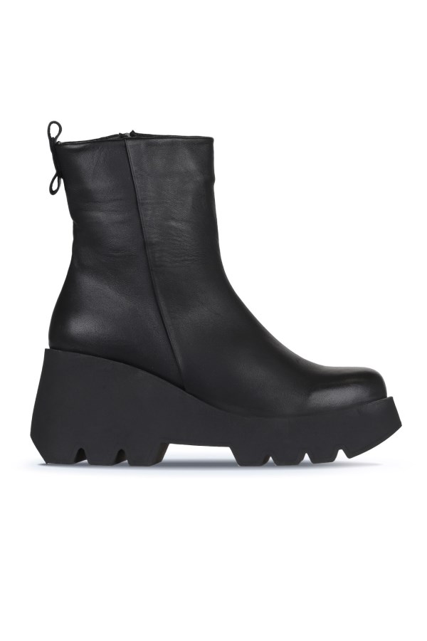 BLACK WEDGE HEEL BOOTS WOMEN