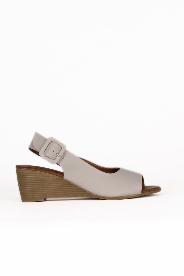 SILVER GREY WEDGE HEEL SANDALS WOMEN