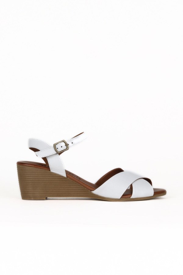 WHITE WEDGE HEEL SANDALS WOMEN